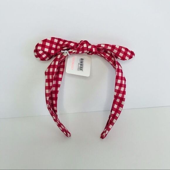 New! J. Crew Crewcuts Girl’s Red Gingham Bow Tie Headband - Picture 2 of 5